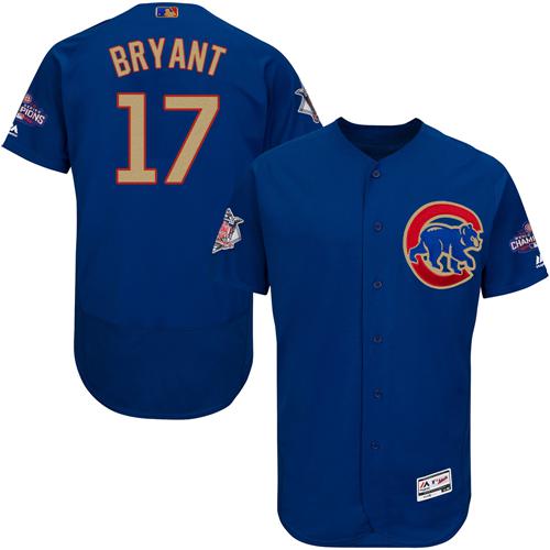 Cubs #17 Kris Bryant Blue Flexbase Authentic Gold Program Stitched MLB Jersey